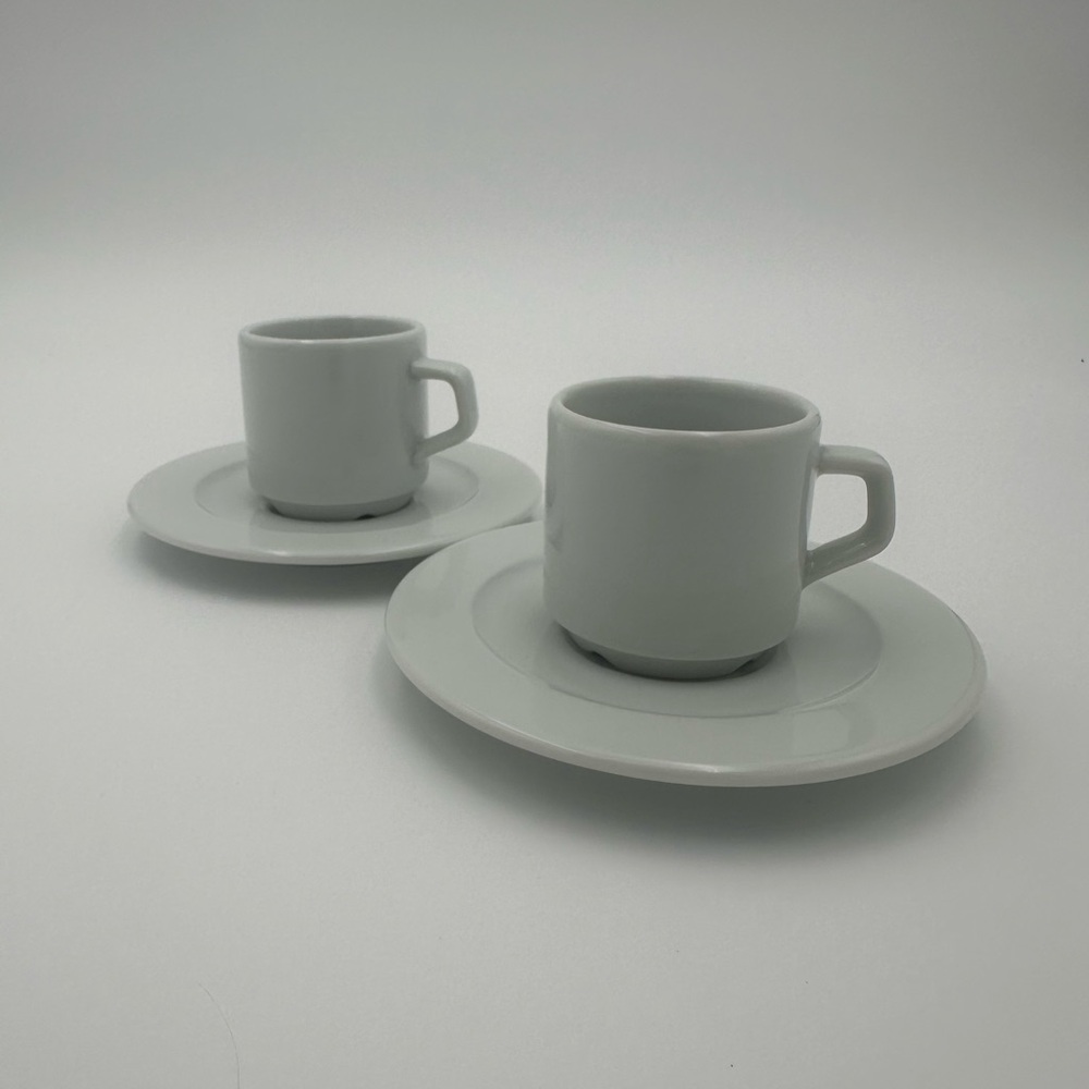 Classic White Porcelain Espresso Cup and Saucer Set - White